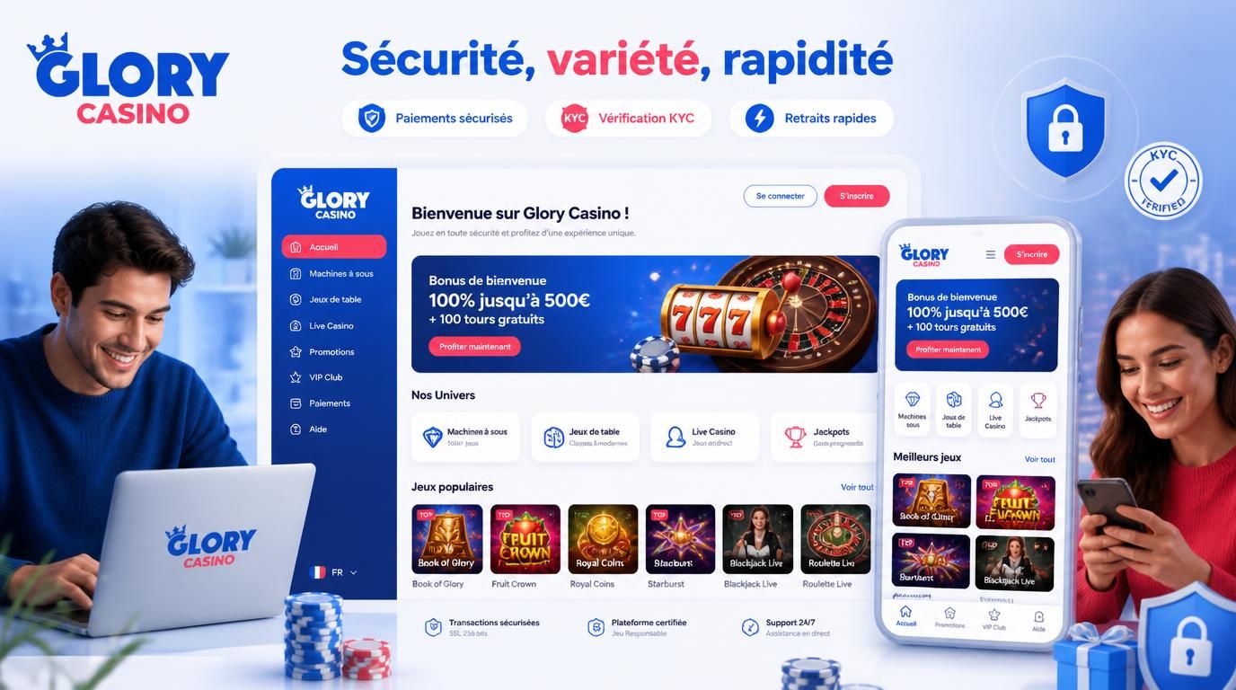 Interface montrant un joueur français entre sécurité KYC et variété de jeux