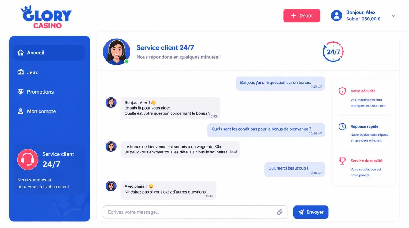 Chat d’assistance visible avec agent disponible